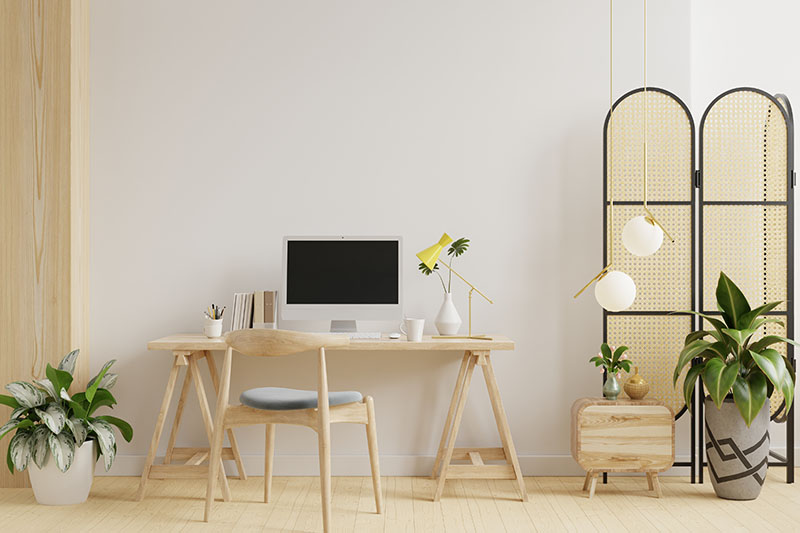 Working room, office room with white color background.3D rendering